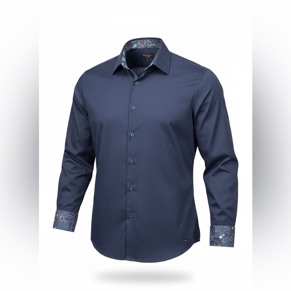 Robert Graham Righteous 2 Navy Stretch Button Down Shirt Classic Fit Extra Large